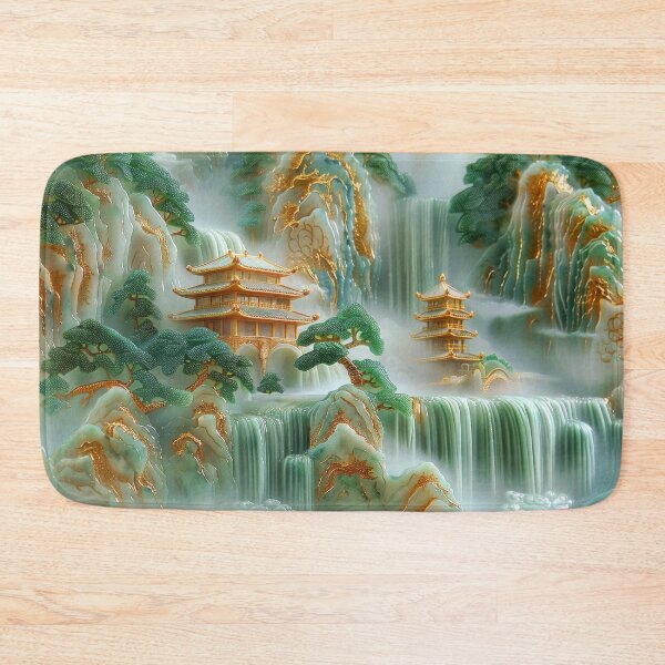 Item preview, Jade Waterfalls and Pagodas Mountain Scenery designed and sold by MargaretWiktor.