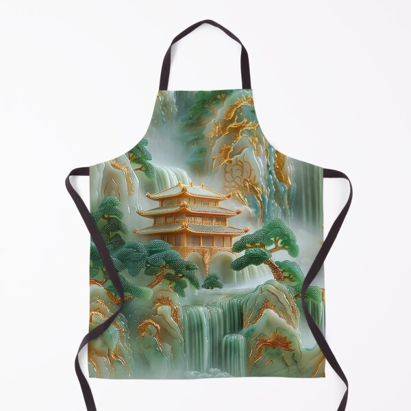 Item preview, Jade Waterfalls and Pagodas Mountain Scenery designed and sold by MargaretWiktor.
