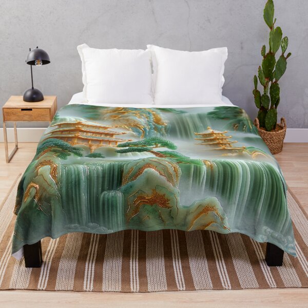 Item preview, Jade Waterfalls and Pagodas Mountain Scenery designed and sold by MargaretWiktor.