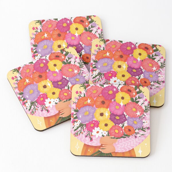 Item preview, Woman Holding a Colorful Bouquet of Flowers designed and sold by Aniet Illustration.