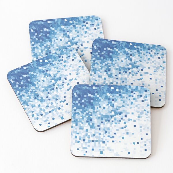 Item preview, Blue and White Pixel Mosaic Pattern – Modern Geometric Square Design designed and sold by WordPlayStudio.