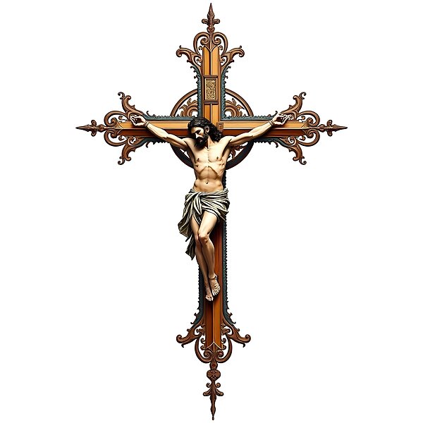 Ornate Gold Crucifix Jesus Christ Faith Design