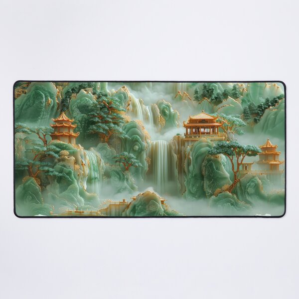 Item preview, Jade Waterfalls and Pagodas Mountain Scenery designed and sold by MargaretWiktor.