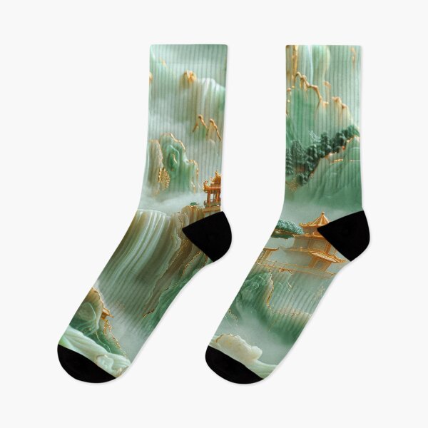 Item preview, Jade Waterfalls and Pagodas Mountain Scenery designed and sold by MargaretWiktor.