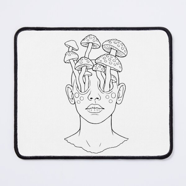 Item preview, Surreal Mushroom Face Gothic Botanical Line Art designed and sold by WickedLibrary.