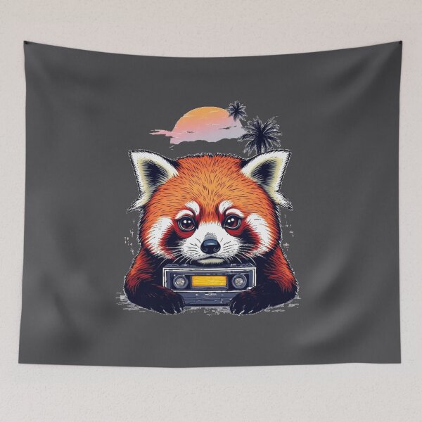 Item preview, Glitch Heart Protocol – Vaporwave Red Panda No.1 designed and sold by Shift-Bloom.