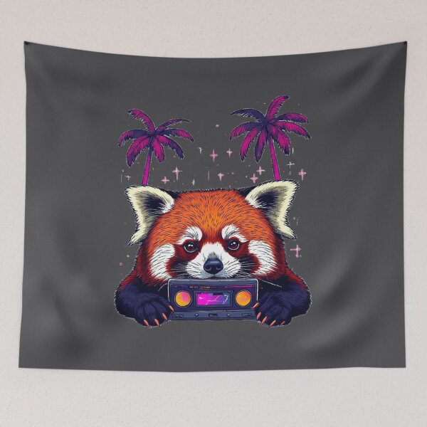 Item preview, Glitch Heart Protocol – Vaporwave Red Panda No.2 designed and sold by Shift-Bloom.