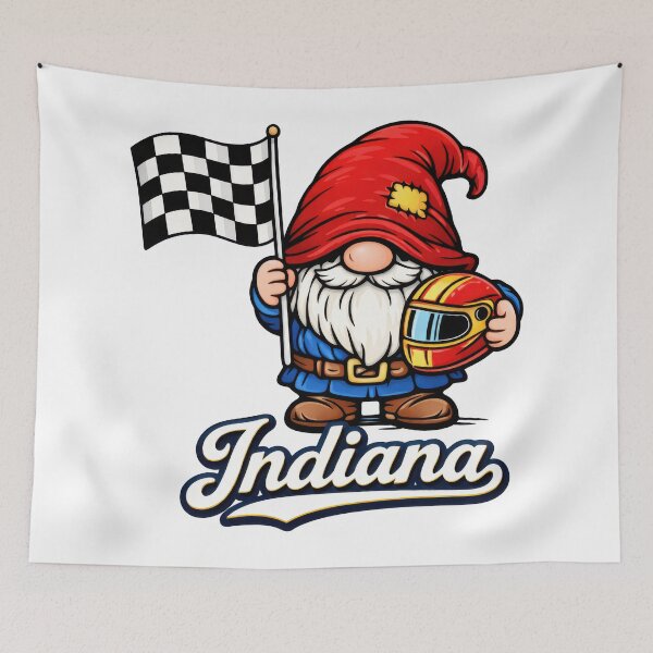 Item preview, Racing Gnome Indiana Checkered Flag Illustration designed and sold by Moriarty's Digital Visions.