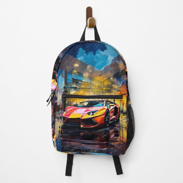 Item preview, Vibrant Rainbow Sports Car Parked Under Stormy Night City Lights designed and sold by RevUpDesign.