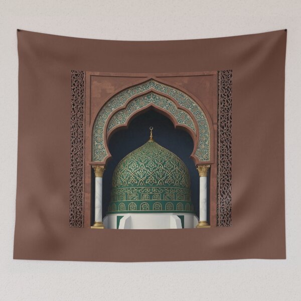 Item preview, Emerald Islamic Arch & Golden Geometric Dome Art (V.2) designed and sold by D-Islamic.
