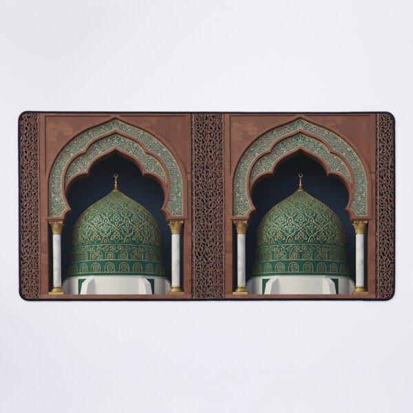 Item preview, Emerald Islamic Arch & Golden Geometric Dome Art (V.2) designed and sold by D-Islamic.