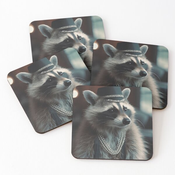 Item preview, Elegant Flapper Raccoon in Pearls 1920s Gatsby Art designed and sold by naughty-raccoon.