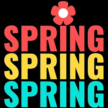 Artwork thumbnail, Spring Spring Spring - Bold Colorful Repeating Text Typography  by Shape Snip Studio