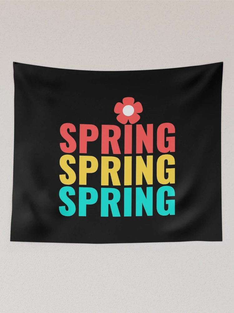 Thumbnail 2 of 3, Tapestry, Spring Spring Spring - Bold Colorful Repeating Text Typography  designed and sold by Shape Snip Studio.