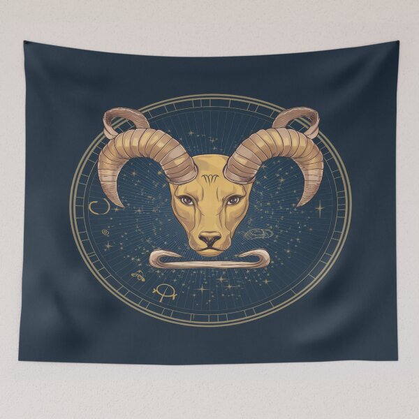 Item preview, Golden Aries Ram | Celestial Zodiac Astrology Art designed and sold by Midnight Veil Designs.