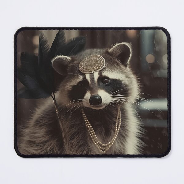 Item preview, Vintage Flapper Raccoon Pearls and Feathers Great Gatsby Art designed and sold by naughty-raccoon.