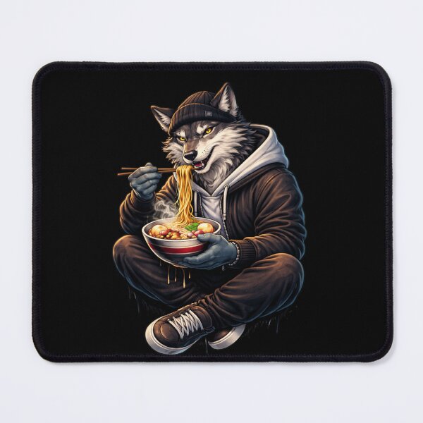 Item preview, Street Wolf Eating Ramen – Urban Anime Animal Streetwear Illustration designed and sold by ColorSplash123.