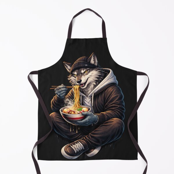 Item preview, Street Wolf Eating Ramen – Urban Anime Animal Streetwear Illustration designed and sold by ColorSplash123.