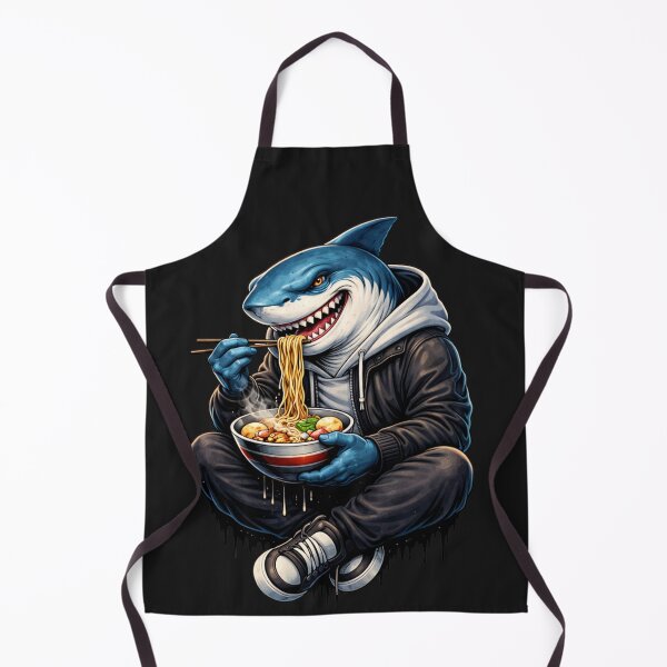 Item preview, Samurai Street Shark Eating Noodles – Anime Japanese Streetwear Illustration designed and sold by ColorSplash123.