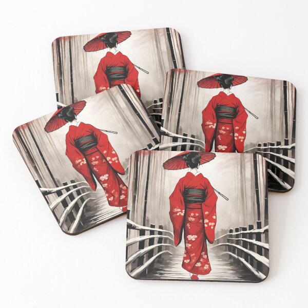 Item preview, Geisha, Asian woman, walking in a mystic Japanese woods, on a bridge designed and sold by Coolparrotgirl.