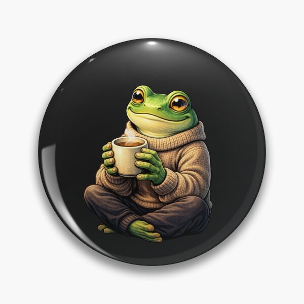 Item preview, Cozy Frog Drinking Tea – Cute Aesthetic Animal Illustration designed and sold by ColorSplash123.