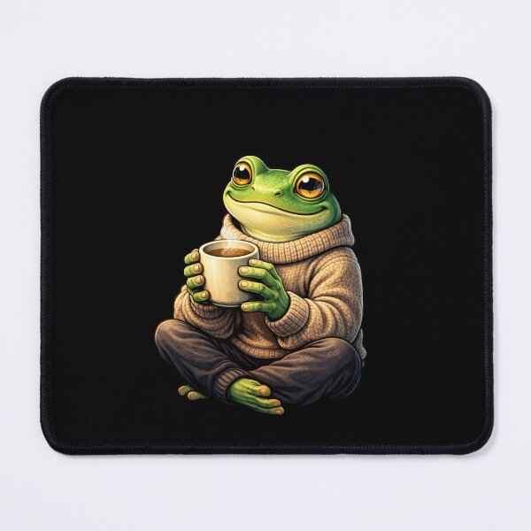 Item preview, Cozy Frog Drinking Tea – Cute Aesthetic Animal Illustration designed and sold by ColorSplash123.