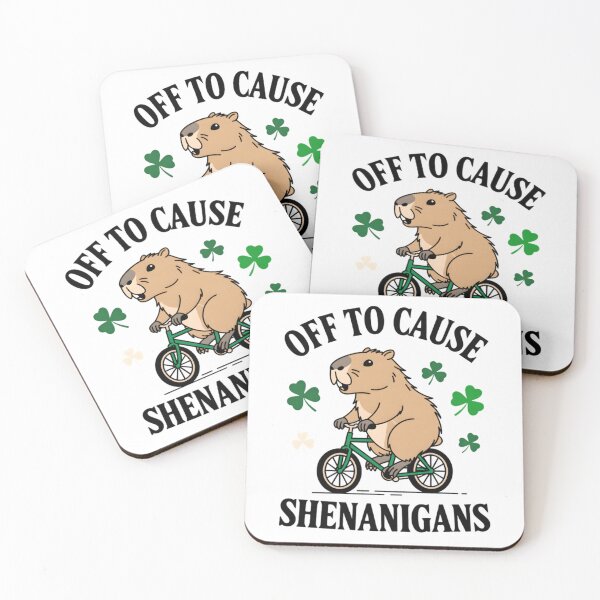 Item preview, Off To Cause Shenanigans Funny Capybara Riding Bicycle St Patricks Day designed and sold by Suzu Comena.