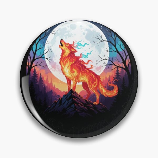 Item preview, Fire Wolf Moon - Spirit Moon Art designed and sold by Magic  House.