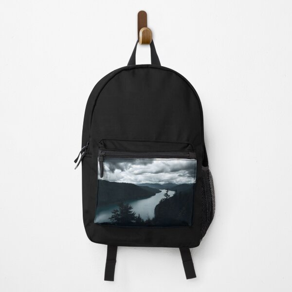 Item preview, Monochrome Aerial River & Foggy Mountains Landscape designed and sold by ShadeScapeArt.