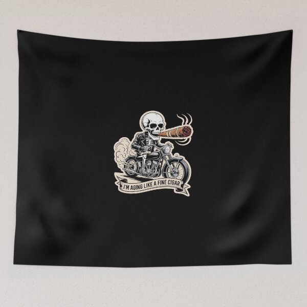 Item preview, Aging Like A Fine Cigar Biker Skeleton Sticker designed and sold by Vintage Shapes.