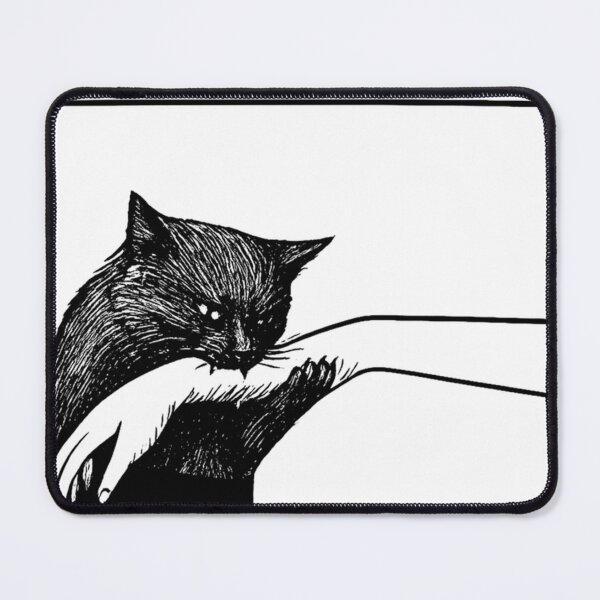 Item preview, Black Cat Biting Hand Funny Meme designed and sold by Soccersmack.