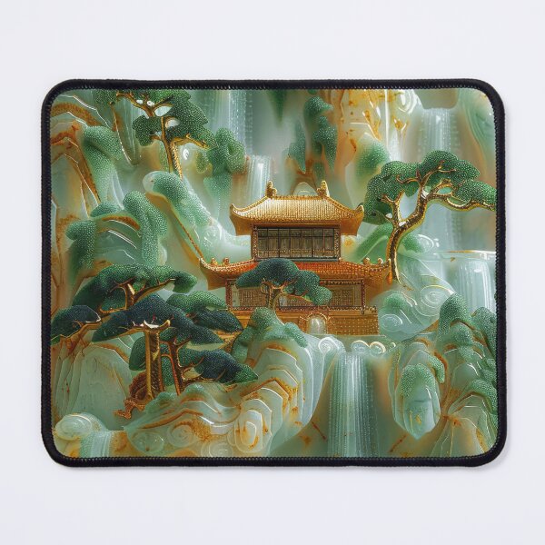Item preview, Asian Jade Mountain Scenery with Waterfalls designed and sold by MargaretWiktor.