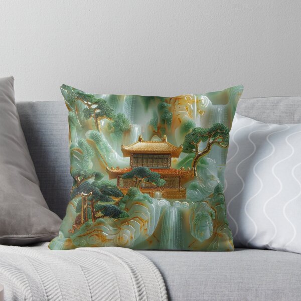 Item preview, Asian Jade Mountain Scenery with Waterfalls designed and sold by MargaretWiktor.