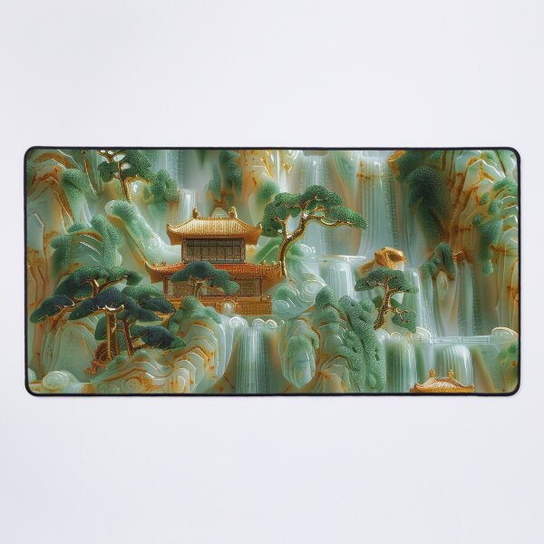 Item preview, Asian Jade Mountain Scenery with Waterfalls designed and sold by MargaretWiktor.
