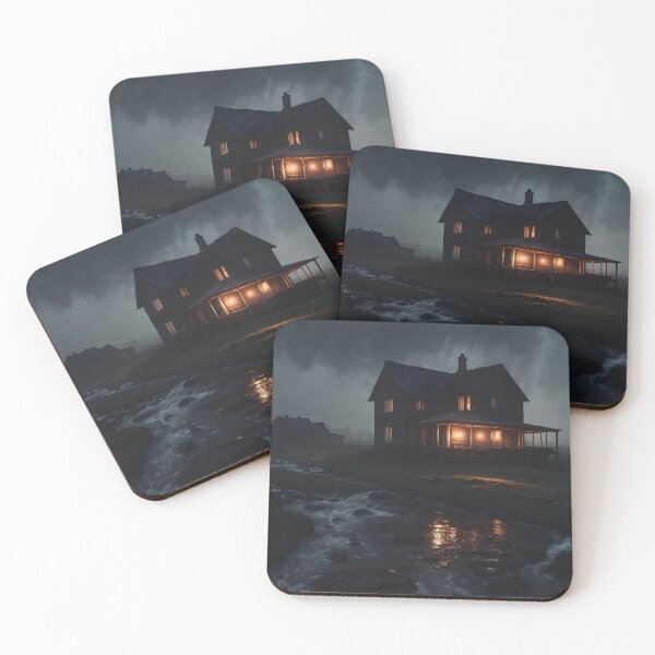 Item preview, Moody River House & Dark Barn – Atmospheric Landscape Art designed and sold by ShadeScapeArt.