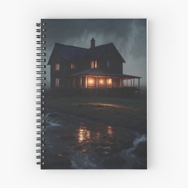 Item preview, Moody River House & Dark Barn – Atmospheric Landscape Art designed and sold by ShadeScapeArt.