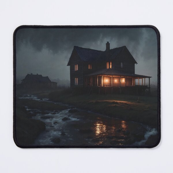 Item preview, Moody River House & Dark Barn – Atmospheric Landscape Art designed and sold by ShadeScapeArt.