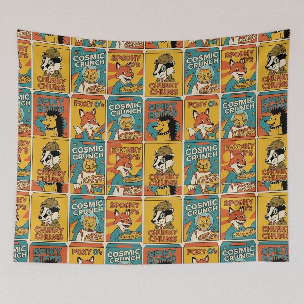 Item preview, Retro Cartoon Cereal Box Pattern designed and sold by weirdfishes123.