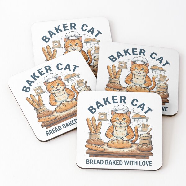 Item preview, Cute Baker Cat Making Bread With Love designed and sold by GeekGuysShop.