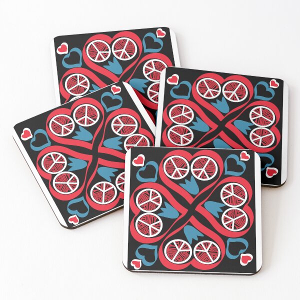 Item preview, Peace Love Tulip Quad Black White Blue Red designed and sold by Digitalmyth's Designs.