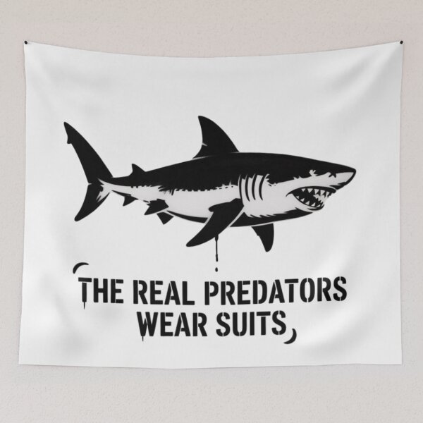Item preview, Banksy Shark - The Real Predators Wear Suits designed and sold by 123ks.