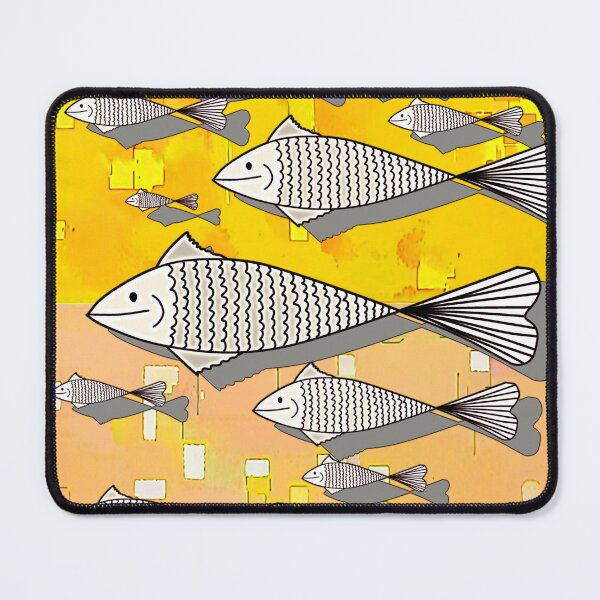 Item preview, "Stylized Fish Pattern with Geometric Abstract Background" designed and sold by nighttime1990.