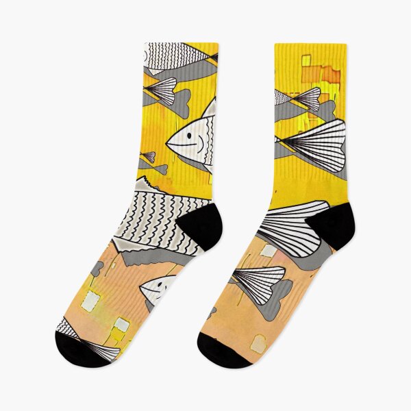 Item preview, "Stylized Fish Pattern with Geometric Abstract Background" designed and sold by nighttime1990.
