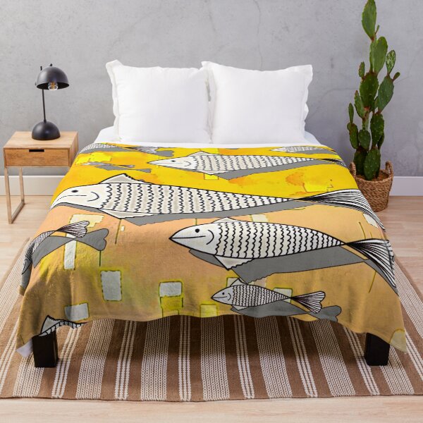 Item preview, "Stylized Fish Pattern with Geometric Abstract Background" designed and sold by nighttime1990.