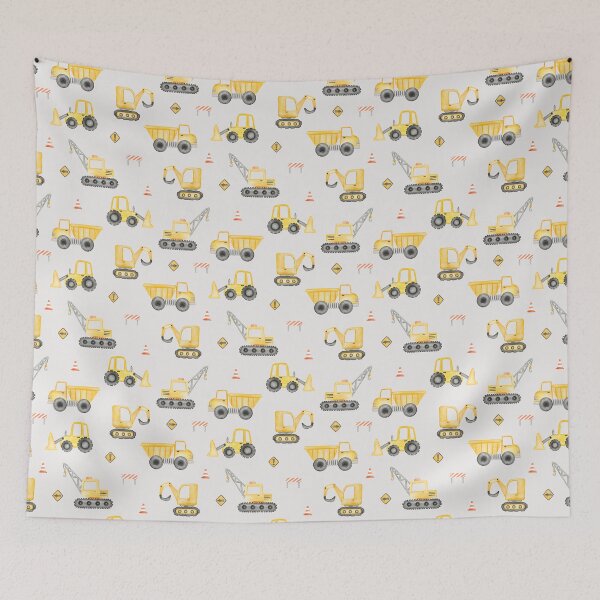 Item preview, Watercolor Construction Trucks Ecru designed and sold by SamAnnDesigns.