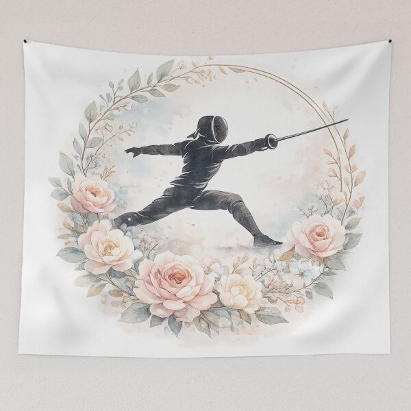 Item preview, Floral Fencer Silhouette designed and sold by ChillCharmStudio.