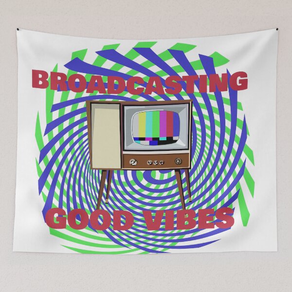 Item preview, Broadcasting Good Vibes – Retro TV Art, Positive Energy, Colorful Nostalgia designed and sold by MidModMagic.