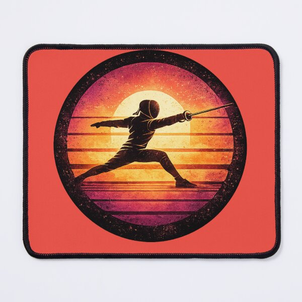 Item preview, Retro 80s Fencing Sunset designed and sold by ChillCharmStudio.
