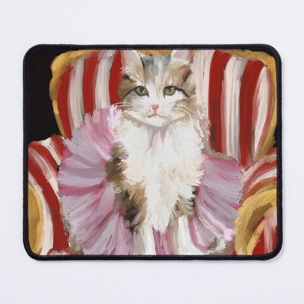 Item preview, Cute cat Belle on Victorian chair oil painting  designed and sold by SILVERAPPLE.
