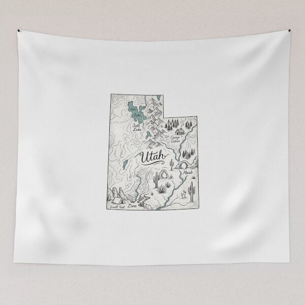 Item preview, Utah Illustrated Map – Hand-Drawn Rivers & Nature Adventure Sketch designed and sold by Paper Drip.